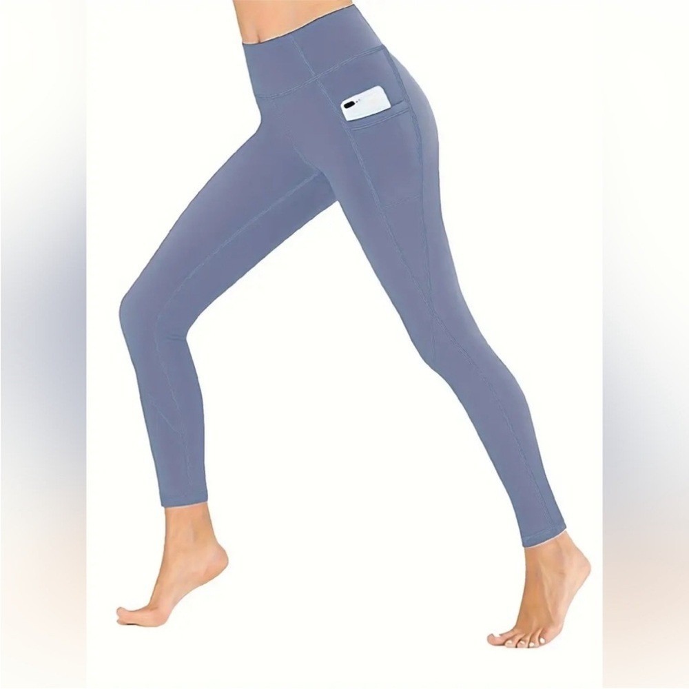 90 Degree by Reflex Leggings Womens XXL High Waist Side Pocket Blue New